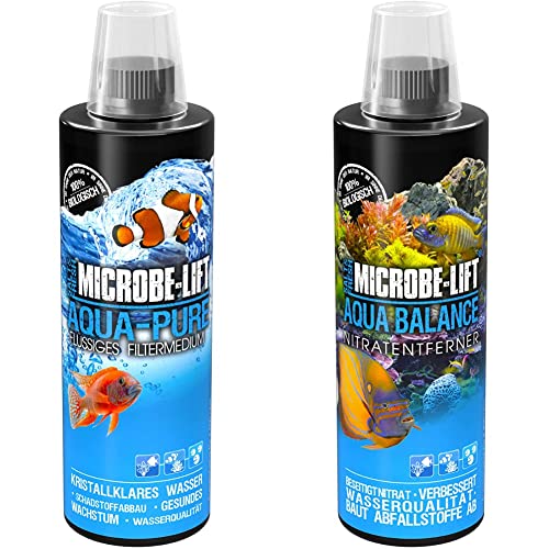 MICROBE-LIFT® - Aqua Pure | Flüssiger Wasserklärer gegen Trübungen für kristallklares Wasser | Für Meerwasser und Süßwasser Aquarium | 473ml & Aqua Balance - reinigt das Aquarium, 473ml von MICROBE-LIFT