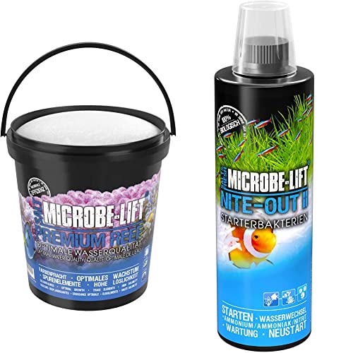 MICROBE-LIFT 9037-M Premium Reef Salt - Meersalz für optimale Wasserwerte und gesundes Wasser, M & Nite-Out II – Bakterienstarter für Süß- und Meerwasser Aquarium, für schnellen Fischbesatz, 473ml von MICROBE-LIFT