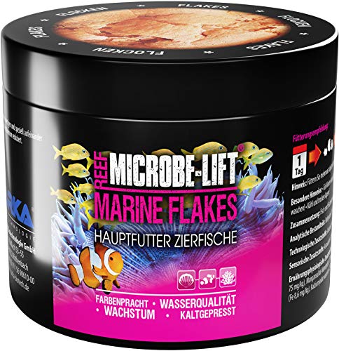 Microbe-Lift Marine Flakes - 500 ml - Qualitäts-Flockenfutter für Meerwasserfische, fördert Farbenpracht und Wachstum, kaltgepresst, unterstützt die Fischgesundheit von MICROBE-LIFT