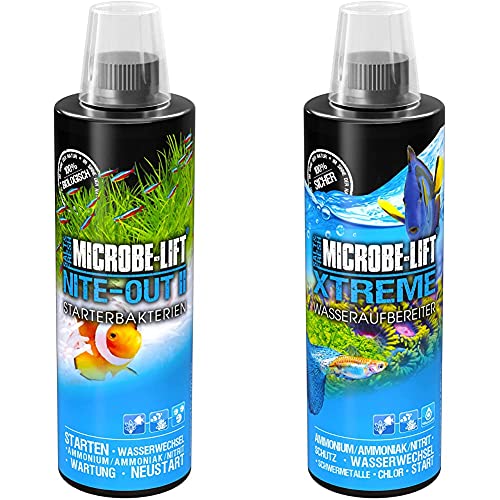 MICROBE-LIFT Nite-Out II – Bakterienstarter für Süß- und Meerwasser Aquarium, für schnellen Fischbesatz, 473ml & Xtreme - Wasseraufbereiter für fischgerechtes Aquariumwasser, 473ml von MICROBE-LIFT