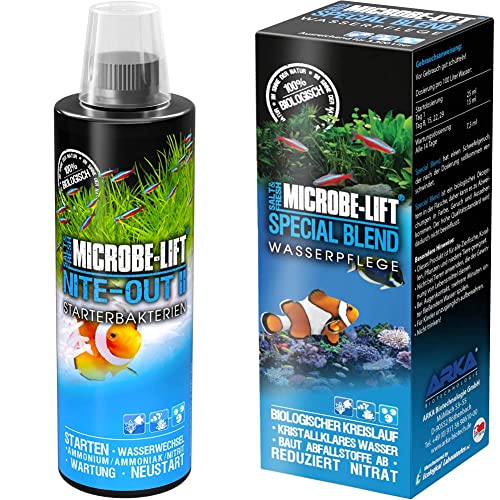 MICROBE-LIFT Nite-Out II – Bakterienstarter für Süßwasser & Meerwasser Aquarium, für schnellen Fischbesatz, 473 ml & Special Blend – hochaktive Bakterien, für naturnahes Aquarium, 251ml von MICROBE-LIFT