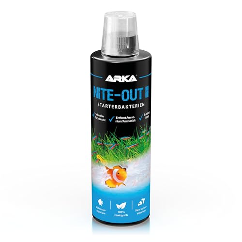 Starterbakterien Aquarium – ARKA Nite-Out II 473 ml – ideal bei Neustart, Wasserwechsel & Fischbesatz – reduziert Ammonium & Nitrit schnell – biologisch, sofort aktiv & sicher für alle Fische von ARKA