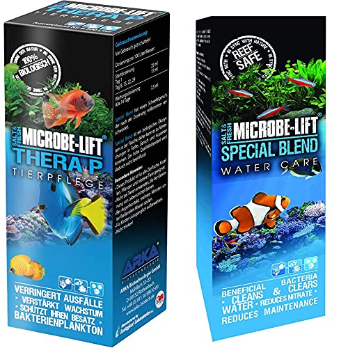 MICROBE-LIFT TheraP – Fischpflege Reinigungsbakterien, verhindert Krankheiten, unterstützt Wachstum von Tieren, Süß- und Meerwasser, 473ml & Special Blend – hochaktive Bakterien von MICROBE-LIFT