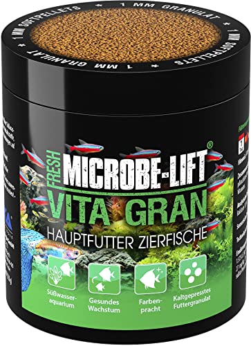 MICROBE-LIFT Vita Gran - 250 ml - Nährstoffreiches Granulatfutter für lebendige Farben und gesundes Wachstum bei Fischen in Süßwasseraquarien, kaltgepresst. von MICROBE-LIFT
