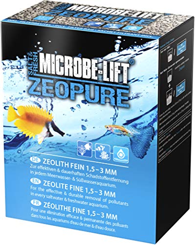 MICROBE-LIFT ZEOPURE Mini - Zeolith 1,5 - 3 mm, zur Verwendung in jedem Meerwasser- & Süßwasseraquarium, entfernt Schadstoffe, adsorbiert Ammonium, senkt den Nitratgehalt, für optimale Wasserqualität, 1000ml / 750g von MICROBE-LIFT