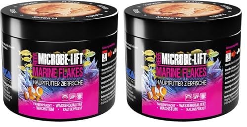 Microbe-Lift Marine Flakes - 500 ml - Qualitäts-Flockenfutter für Meerwasserfische, fördert Farbenpracht und Wachstum, kaltgepresst, unterstützt die Fischgesundheit (Packung mit 2) von MICROBE-LIFT