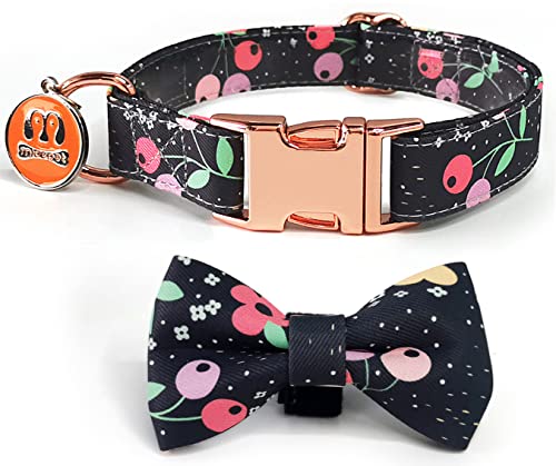 MIDEPET Hundehalsband, Welpen-Hundehalsband mit Fliege, Haustier-Geschenkhalsband für Hunde, kleine, mittelgroße und große Hunde (Kirsche L) von MIDEPET