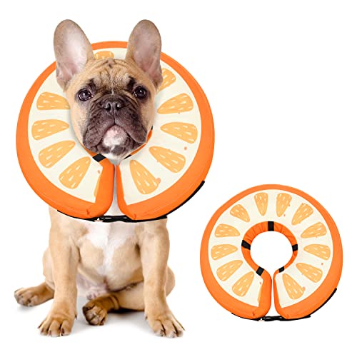 Hundekegelhalsband für kleine, mittelgroße und große Hunde für nach Operationen, Haustier-Aufblasbares Hals-Donut-Halsband, orange, M von MIDOG