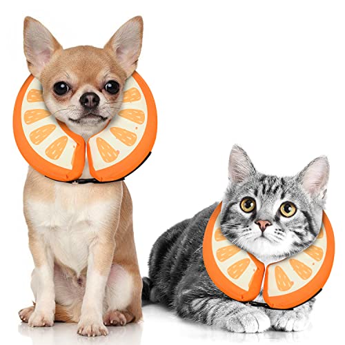 Hundekegelhalsband für kleine, mittelgroße und große Hunde für nach Operationen, Haustier-Aufblasbares Hals-Donut-Halsband, orange, XS von MIDOG