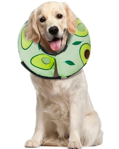 Hundekegelhalsband für kleine, mittelgroße und große Hunde nach Operationen, aufblasbares Haustier-Donut-Halsband, weicher schützender Genesungskegel für Hunde und Katzen – alternatives E-Halsband von MIDOG
