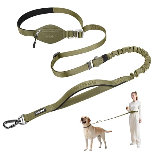 MIDOG Hundeleine mit Reißverschluss, 1,2 m - 1,8 m, verstellbare Länge, Taillenleine für Spaziergänge mit dem Hund, multifunktionale Bungee-Hundeleine mit Auto-Sicherheitsgurtschnalle für mittelgroße MIDOG Hundeleine mit Reißverschluss, 1,2 m - 1,8 m, verstellbare Länge, Taillenleine für Spaziergänge mit dem Hund, multifunktionale Bungee-Hundeleine mit Auto-Sicherheitsgurtschnalle für mittelgroße von MIDOG