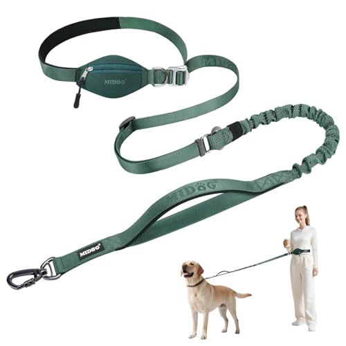 MIDOG Hundeleine mit Reißverschluss, 1,2 m - 2,1 m, verstellbare Länge, Taillenleine für Spaziergänge mit dem Hund, multifunktionale Bungee-Hundeleine mit Auto-Sicherheitsgurtschnalle für mittelgroße MIDOG Hundeleine mit Reißverschluss, 1,2 m - 2,1 m, verstellbare Länge, Taillenleine für Spaziergänge mit dem Hund, multifunktionale Bungee-Hundeleine mit Auto-Sicherheitsgurtschnalle für mittelgroße von MIDOG