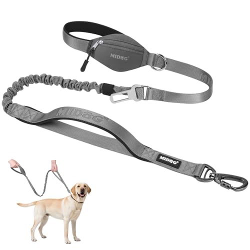 MIDOG Hundeleine mit Reißverschlusstasche, 1,2 m lange Leine für Spaziergänge mit dem Hund, multifunktionale Bungee-Hundeleine mit Auto-Sicherheitsgurtschnalle für mittelgroße und große Hunde MIDOG Hundeleine mit Reißverschlusstasche, 1,2 m lange Leine für Spaziergänge mit dem Hund, multifunktionale Bungee-Hundeleine mit Auto-Sicherheitsgurtschnalle für mittelgroße und große Hunde von MIDOG