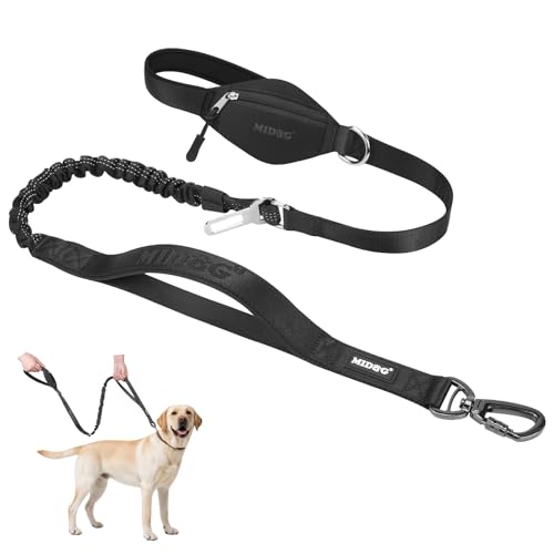 MIDOG Hundeleine mit Reißverschlusstasche, 1,2 m lange Leine für Spaziergänge mit dem Hund, multifunktionale Bungee-Hundeleine mit Auto-Sicherheitsgurtschnalle für mittelgroße und große Hunde MIDOG Hundeleine mit Reißverschlusstasche, 1,2 m lange Leine für Spaziergänge mit dem Hund, multifunktionale Bungee-Hundeleine mit Auto-Sicherheitsgurtschnalle für mittelgroße und große Hunde von MIDOG