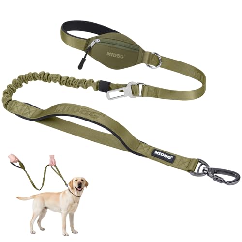 MIDOG Hundeleine mit Reißverschlusstasche, 1,2 m lange Leine für Spaziergänge mit dem Hund, multifunktionale Bungee-Hundeleine mit Auto-Sicherheitsgurtschnalle für mittelgroße und große Hunde MIDOG Hundeleine mit Reißverschlusstasche, 1,2 m lange Leine für Spaziergänge mit dem Hund, multifunktionale Bungee-Hundeleine mit Auto-Sicherheitsgurtschnalle für mittelgroße und große Hunde von MIDOG