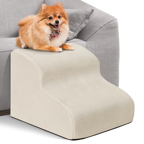 Hunderampe Treppe 2 Stufen für Kleine Hunde und Katzen Hellbeige, Haustier Hund Leiter für Sofa Bett, Hunde Katzen Leiter Rutschfester Schaumstoff mit Abnehmbarem und Waschbarem Plüschbezug, Senden Hunderampe Treppe 2 Stufen für Kleine Hunde und Katzen Hellbeige, Haustier Hund Leiter für Sofa Bett, Hunde Katzen Leiter Rutschfester Schaumstoff mit Abnehmbarem und Waschbarem Plüschbezug, Senden von MIDOUAUTOUK