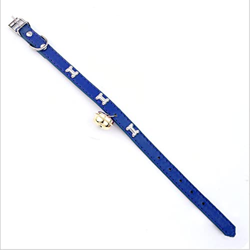 MIEDEON Halsbänderglocken PU Leder Hundehalsband mit Glöckchen Katzenhalsband Niedlich Verstellbar Cartoon Muster Glockenanhänger (Blau,L) von MIEDEON