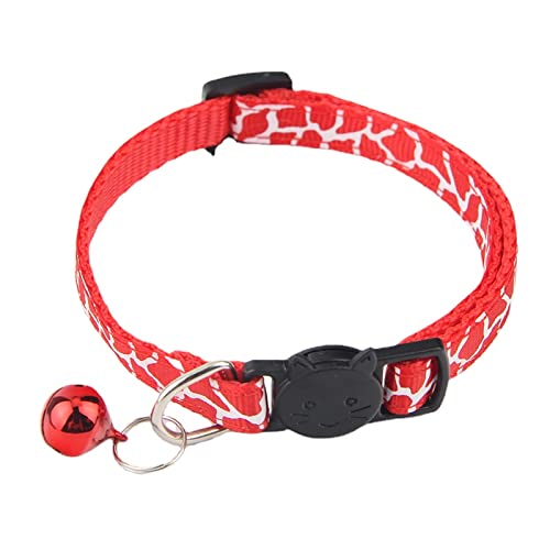 MIEDEON Katzenhalsbänder Haustierhalsband aus Hochwertigem Material Hundehalsband mit Modisch Muster Glöckchen für Haustier (Rot) von MIEDEON