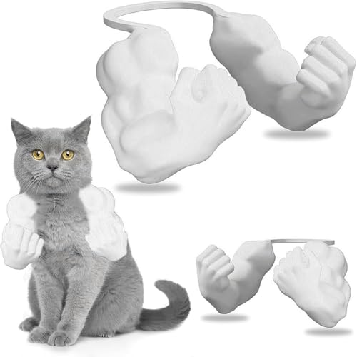 3D-Gedruckter Muskelarm for Katzen | Riesiger Muskelarm der Hulk-Katze for den Hals | Lustiges Superheldenkostüm im Hulk-Stil for Katzen | Kätzchengeburtstag(White) von MIGEDY