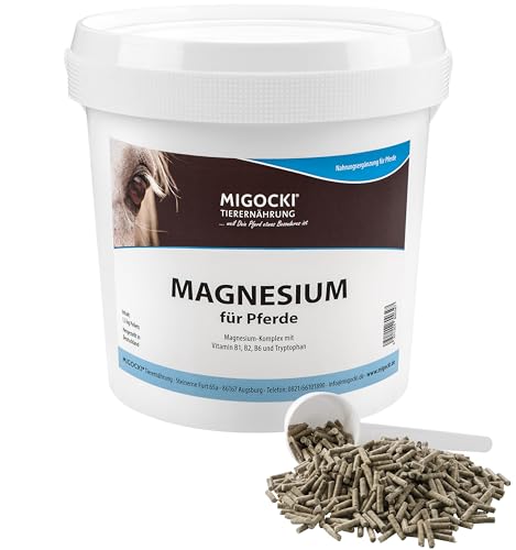 MIGOCKI Magnesium für Pferde mit Tryptophan und Vitamin-B-Komplex - pelletiertes Ergänzungsfuttermittel (1,5 kg Eimer) von MIGOCKI