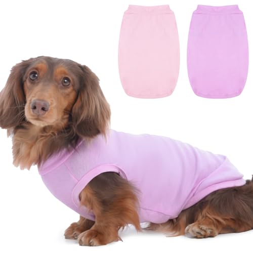 MIGOHI Ärmellose Hunde-Shirts für große Hunde, kühles Hunde-Shirt, für männliche und weibliche Hunde, Hunde-T-Shirt für Mädchen, Jungen, leichtes Hunde-Shirt, Rosa und Lila, 2 Stück von MIGOHI