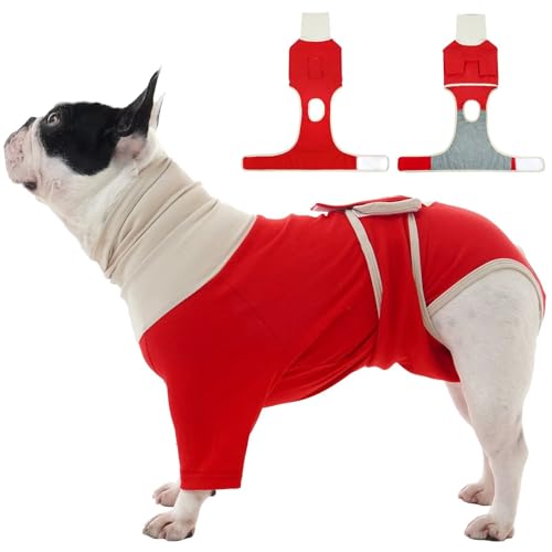 MIGOHI Atmungsaktiver Hunde-Wundschutz, für kleine Hunde, Bauchschutz, chirurgischer Einteiler für Hunde, Ohrwickelschutz, Größe XS, Olivgrün von MIGOHI