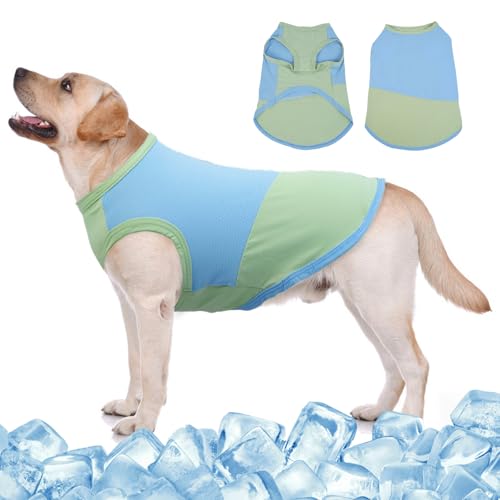 MIGOHI Bequemes Hunde-T-Shirt für große Hunde, Sommer-T-Shirt, niedrige Körpertemperatur, ärmellose Weste für große Männer und Frauen, Tank-Top-Kühlwesten, Blau, Größe 3XL MIGOHI Bequemes Hunde-T-Shirt für große Hunde, Sommer-T-Shirt, niedrige Körpertemperatur, ärmellose Weste für große Männer und Frauen, Tank-Top-Kühlwesten, Blau, Größe 3XL von MIGOHI