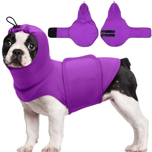 MIGOHI Beruhigende Weste für Hunde, Angstzustände, Trennung und Angstlinderung für mittelgroße Rassen, beruhigende Kopf- und Ohrwickel, Hunde-Angstlinderungsshirt für Männer und Frauen, laute Musik von MIGOHI