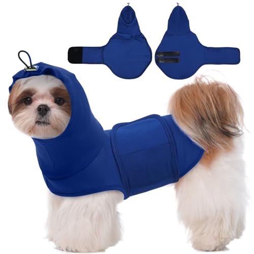 MIGOHI Hunde-Angstlinderungs-Shirts für kleine Hunde, leichte, beruhigende Weste mit Ohrenschutz für Jungen und Mädchen, atmungsaktive Hunde-Angst-Shirts für Feuerwerk, Reisen, Trennung, blinkende von MIGOHI