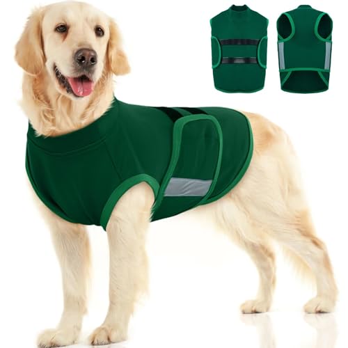 MIGOHI Hunde-Angstlinderungsmantel, bequeme Angstweste für Hunde, verstellbar, beruhigender Wickel für Feuerwerk, Gewitter, Reisen, Trennung, Angstjacke für große Hunde, L, Grün von MIGOHI