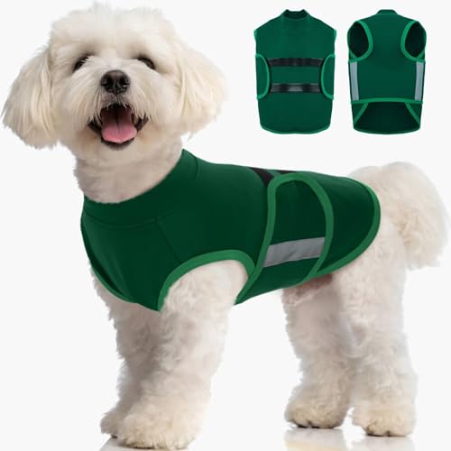 MIGOHI Hunde-Angstlinderungsmantel, bequeme Angstweste für Hunde, verstellbar, beruhigender Wickel für Feuerwerk, Gewitter, Reisen, Trennung, Angstjacke für kleine Hunde, S, Grün von MIGOHI