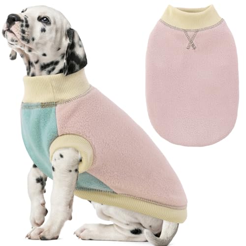 MIGOHI Hunde-Fleeceweste, warmer Hunde-Fleecepullover für kaltes Wetter, dehnbarer Pullover, Hunde-Sweatshirt, Fleece-Hunde-Pyjama, Winter-Haustierjacke für kleine, mittelgroße und große Hunde, Rosa, von MIGOHI