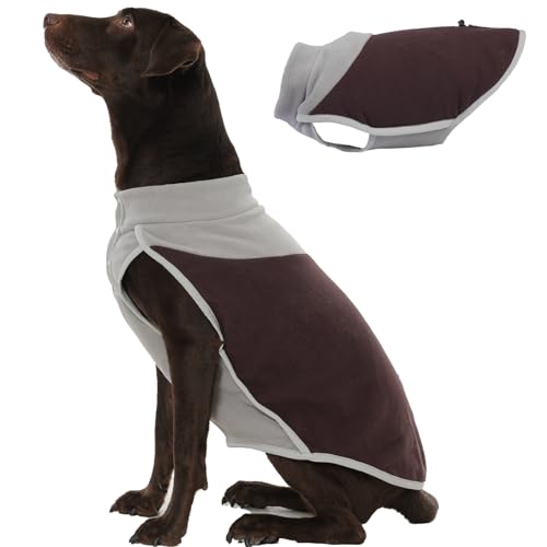 MIGOHI Hunde-Fleeceweste mit Loch für die Leine – weicher Thermo-Pullover, warme Wintermäntel mit verstellbarem Knopfkragen für kleine, mittelgroße und große Hunde, Pullover, Hundejacke, kaltes Wetter von MIGOHI