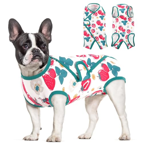 MIGOHI Hunde-Genesungsanzug weiblich, atmungsaktiver Genesungsanzug für männliche Hunde, Einteiler für kastrierungsneutraler, Anti-Leck-Hundebody E-Halsband Alternative für Bauchwunden für kleine, von MIGOHI