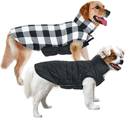 MIGOHI Hundejacken für den Winter, wendbarer Hundemantel, winddicht, wasserdicht, Hundewinterjacken für kaltes Wetter, britischer Stil, karierte Hundemäntel, warme Hundeweste für kleine, mittelgroße von MIGOHI