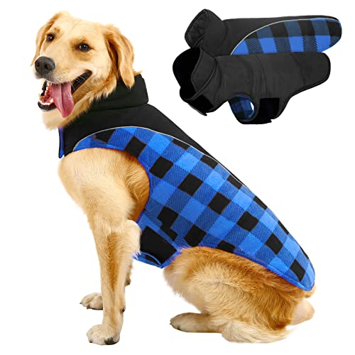 MIGOHI Hundemantel für den Winter, wendbar, wasserdicht, reflektierend, Britischer Stil, Hundekleidung für kaltes Wetter, warme Haustierweste für kleine, mittelgroße und große Hunde für den Winter von MIGOHI