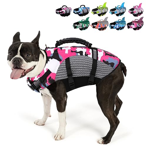 MIGOHI Hundeschwimmweste Ripstop-Haustier-Sicherheitsweste, verstellbarer Badeanzug, mittelgroße und große Hunde (XL, Rosa) von MIGOHI