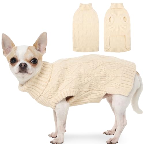 MIGOHI Pullover für kleine Hunde, Herbst-Winter-Hundepullover, weiche, reine Farbe, leicht an- und auszuziehen, Wintertuch mit hoher Bauchöffnung, für den Alltag, Größe S, Beige MIGOHI Pullover für kleine Hunde, Herbst-Winter-Hundepullover, weiche, reine Farbe, leicht an- und auszuziehen, Wintertuch mit hoher Bauchöffnung, für den Alltag, Größe S, Beige von MIGOHI