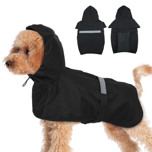 MIGOHI Reflektierender Hunde-Regenmantel für kleine Hunde, schwarz, Größe S, wasserdicht, verstellbar, mit Kapuze, Regenjacke mit Loch für die Leine, leicht zu reinigen, regnerisches Gehen im Freien MIGOHI Reflektierender Hunde-Regenmantel für kleine Hunde, schwarz, Größe S, wasserdicht, verstellbar, mit Kapuze, Regenjacke mit Loch für die Leine, leicht zu reinigen, regnerisches Gehen im Freien von MIGOHI
