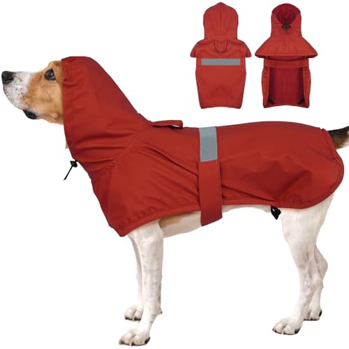 MIGOHI Verstellbarer Regenmantel für große Hunde, Rot, Größe L – einfach anzuziehende Bauchgurte mit Klettverschluss, verstellbare Hinterbeingurte, Hunde-Regenjacke, maschinenwaschbar, Camping MIGOHI Verstellbarer Regenmantel für große Hunde, Rot, Größe L – einfach anzuziehende Bauchgurte mit Klettverschluss, verstellbare Hinterbeingurte, Hunde-Regenjacke, maschinenwaschbar, Camping von MIGOHI