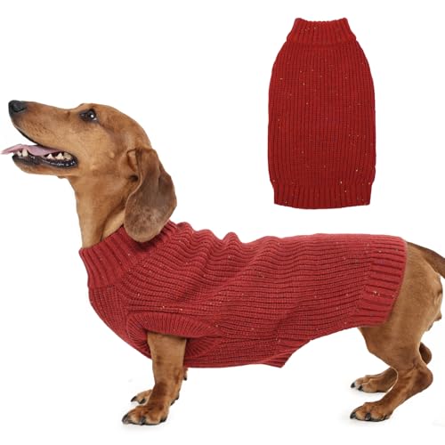 MIGOHI Weihnachtspullover für Hunde, Thermo-Pullover für Hunde, leichter Rundhalsausschnitt, Strickware für Hunde, Dackelpullover, effektive Kältebeständigkeit, Größe M, Rot MIGOHI Weihnachtspullover für Hunde, Thermo-Pullover für Hunde, leichter Rundhalsausschnitt, Strickware für Hunde, Dackelpullover, effektive Kältebeständigkeit, Größe M, Rot von MIGOHI