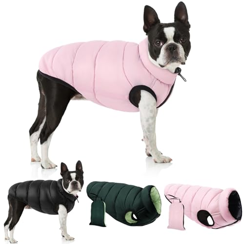 MIGOHI Wendbare Hundejacke für den Winter, winddichter Rollkragen-Hundemantel für kleine mittelgroße Hunde, warme Hundeschneeanzugjacke mit Reißverschluss für kaltes Wetter, wasserdichte von MIGOHI