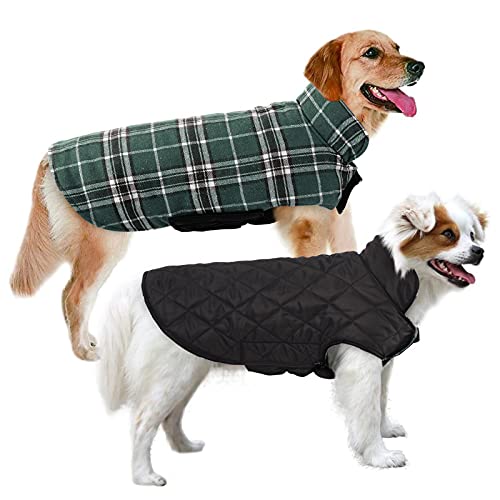 MIGOHI Wendbare Winterjacke für Hunde, winddicht, wasserdicht, für kaltes Wetter, britischer Stil, kariert, warme Weste für kleine, mittelgroße und große Hunde, Grün, Größe 3XL MIGOHI Wendbare Winterjacke für Hunde, winddicht, wasserdicht, für kaltes Wetter, britischer Stil, kariert, warme Weste für kleine, mittelgroße und große Hunde, Grün, Größe 3XL von MIGOHI