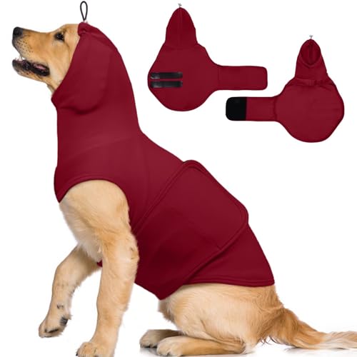 MIGOHI XL Hundeweste zur Beruhigung von Feuerwerk, Sturm, Reisen, Trennung, dehnbarer, beruhigender Hoodie für Hunde, Angstzustände, verstellbare Kopfwickel, um Hunde zu beruhigen, Größe XL, Rot MIGOHI XL Hundeweste zur Beruhigung von Feuerwerk, Sturm, Reisen, Trennung, dehnbarer, beruhigender Hoodie für Hunde, Angstzustände, verstellbare Kopfwickel, um Hunde zu beruhigen, Größe XL, Rot von MIGOHI