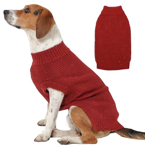 MIGOHI XXL-Hundepullover, Weihnachtspullover, süße Hunde, Herbst-Wintertuch, Premium-ärmelloser Pullover, hautfreundliche Hunde-Strickware, Spazierengehen, Geburtstag, Größe XXL, Rot von MIGOHI