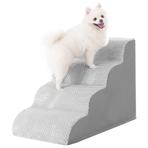MIHIKK Hundetreppenrampe für Bett, gebogene 4-stufige Hundetreppe für kleine Hunde und Katzen zum Aufstehen auf das Bett, Haustiertreppe für hohe Betten und Couch, mit rutschfestem waschbarem Bezug MIHIKK Hundetreppenrampe für Bett, gebogene 4-stufige Hundetreppe für kleine Hunde und Katzen zum Aufstehen auf das Bett, Haustiertreppe für hohe Betten und Couch, mit rutschfestem waschbarem Bezug von MIHIKK
