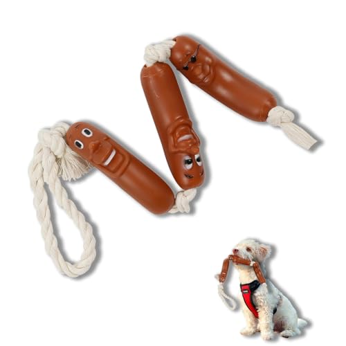 MIIXUER Hundespielzeug in Wurstform, Kauspielzeug für Langeweile, robustes Kauspielzeug für aggressive Kauer, Samll Rasse, Wurstknoten von MIIXUER