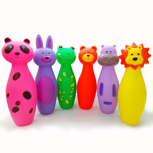 MIIXUER Quietschendes Hundespielzeug, interaktives Hundespielzeug für kleine Hunde bis große Rassen, niedliches Bowling-Kauspielzeug, 5,5 x 17 cm, 6 Stück MIIXUER Quietschendes Hundespielzeug, interaktives Hundespielzeug für kleine Hunde bis große Rassen, niedliches Bowling-Kauspielzeug, 5,5 x 17 cm, 6 Stück von MIIXUER