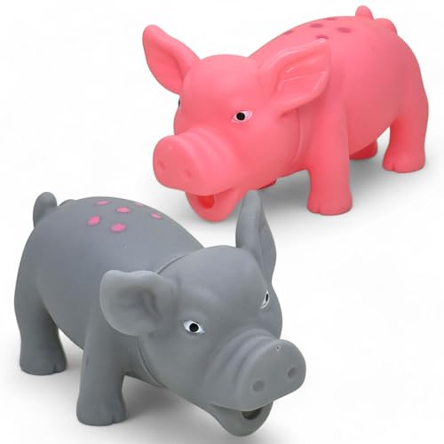 MIJOMA 2er Set Hundespielzeug Schweinchen - Grunzend & Zahnschonend, Ideal für Spieltrieb, 15x9x6cm, Abwaschbar von MIJOMA