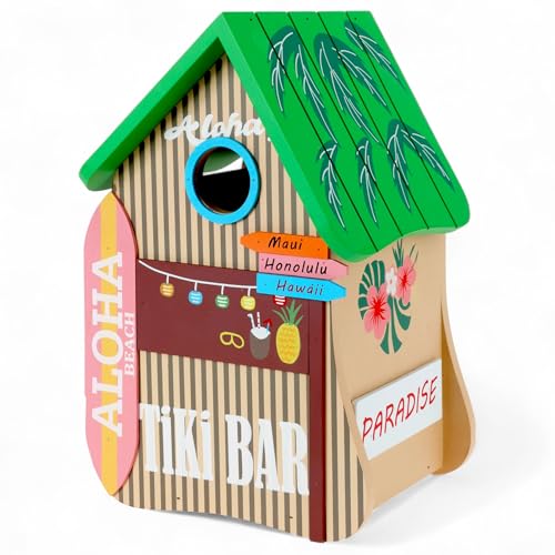 MIJOMA Vogelhaus „Tiki Bar Aloha“ – dekoratives Birdhouse aus MDF im Hawaii-Look, zum Aufstellen & Aufhängen, für Garten, Balkon & Terrasse, ca. 18×16×27 cm MIJOMA Vogelhaus „Tiki Bar Aloha“ – dekoratives Birdhouse aus MDF im Hawaii-Look, zum Aufstellen & Aufhängen, für Garten, Balkon & Terrasse, ca. 18×16×27 cm von MIJOMA